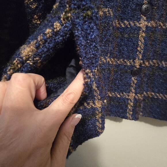 Weave Of The Irish Plaid Wool Jacket Women LG Blue Tweed Preppy Academia Classic - Picture 7 of 14